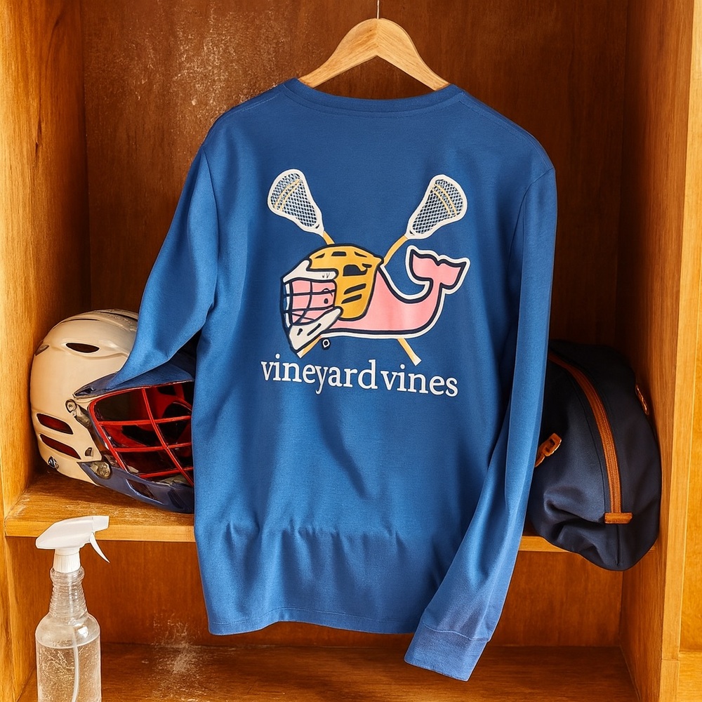 Vineyard Vines | Long-Sleeved Blue Lacrosse Tee | Large
